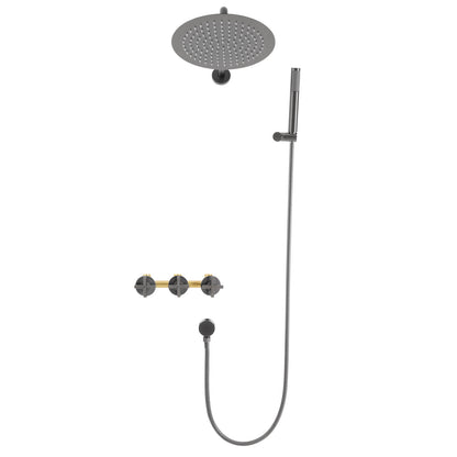 Modern Wall-Mounted Bath Tap with Handheld Shower - Stainless Steel Dual Function Mixer Tap, 24.99cm Rainfall Showerhead & Adjustable 45° Handheld Spray, Rust-Resistant Bathroom Faucet for Spa-Like Shower Experience, Contemp
