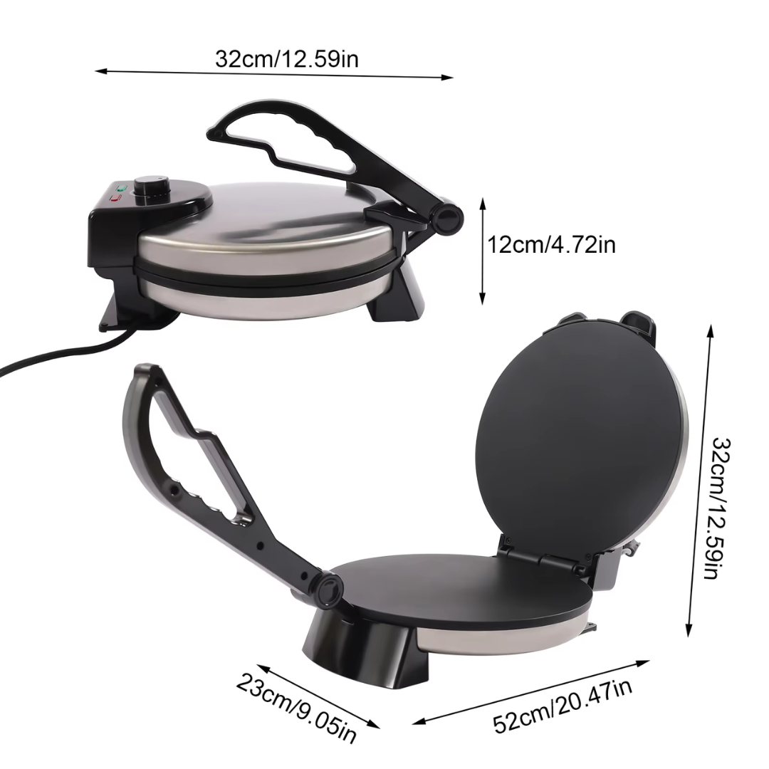 Pannenkoeken Maker - Roti Maker - Elektrische Chapati Maker - RVS - Persmachine Voor Indiase Stijl Chapati - Tortilla, Roti