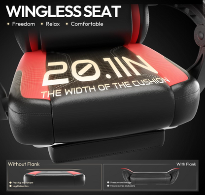 Ergonomische Gamingstoel – Zwarte Gamingstoel – Bureaustoel – Recliner Stoel – Gaming Chair Met Voetensteun – 136 kg Draagvermogen – Verstelbare Rugleuning & Hoogte