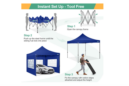 Partytent – Paviljoen – Tuintent – Feesttent – Easy-up – 3x3 Meter – Waterdicht – Versterkt Frame – Met Vier Zijwanden – Draagtas