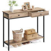 Bijzettafels - Smalle Console Tafel - Haltafel - Bijzettafel met Lade - Hout - 100 cm x 30 cm x 80 cm - Donker Khaki