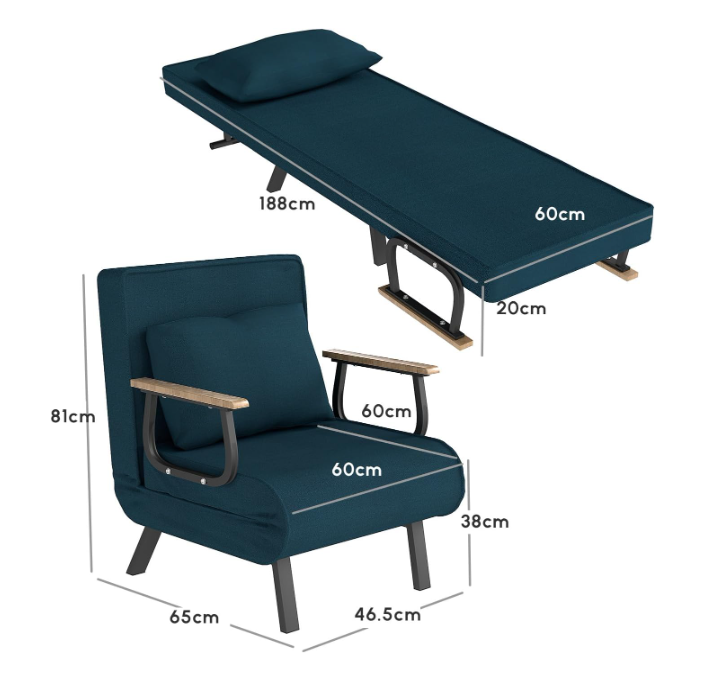 Vouwbed – Opklapbed – Logeerbed – Plooibed – Sofa Bed – Met Houten Handgrepen – Comfortabel Memory Foam Matras – Ruimtebesparend Multifunctioneel