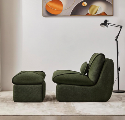Relaxfauteuil – Fauteuil – Loungechair – Relaxstoel – Zitzak – Ergonomisch Design – Licht Beige Chenille Stof – Traagschuim Comfort
