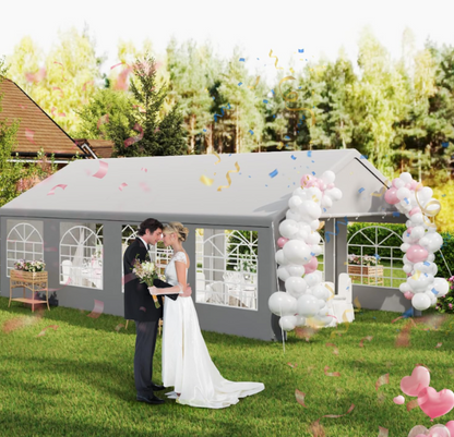 Feesttent – Partytent – Tuintent – Paviljoen – Evenemententent – Waterdicht – UV Beschermd – Robuust Stalen Frame – Afneembare Zijwanden – 4x8 m – Eenvoudige Montage
