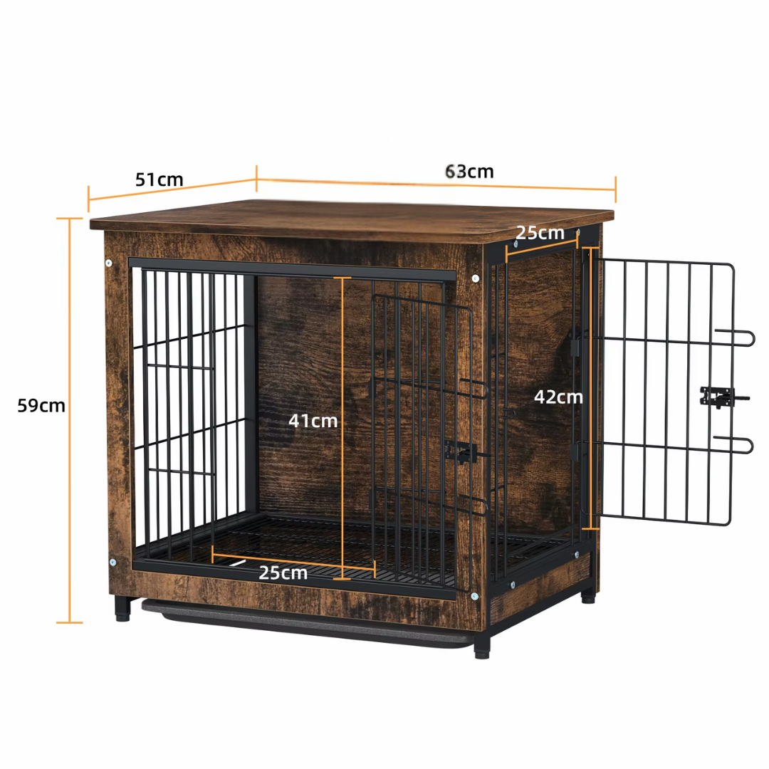 Bench Hond - 2 In 1 Honden Bench En Kast - Met Dubbele Deuren - Hout - Metalen Deuren - Uitneembare Mat - Waterproof - Maat S