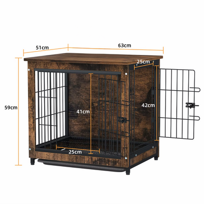 Bench Hond - 2 In 1 Honden Bench En Kast - Met Dubbele Deuren - Hout - Metalen Deuren - Uitneembare Mat - Waterproof - Maat S