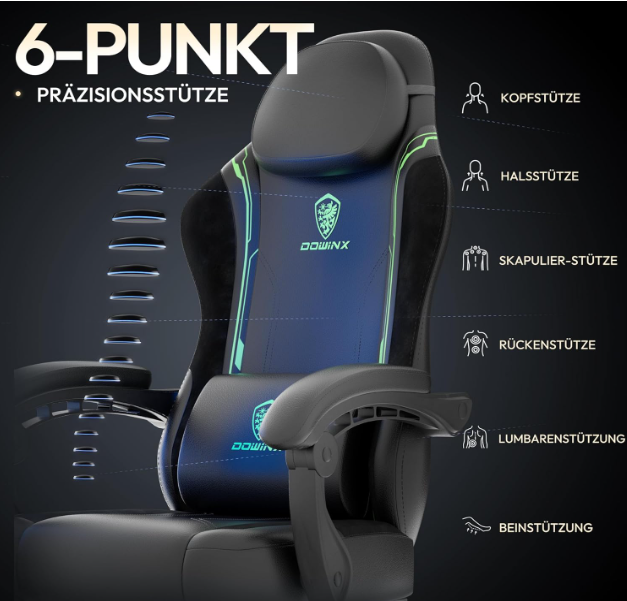Gaming Stoel – Bureaustoel – Racestoel – Zitzak – Werkstoel – Ergonomisch Design – Verstelbare Rugleuning & Voetsteun – Zwart Wit