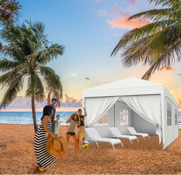 Partytent – Vouwtent – Paviljoen – Tuintent – Feesttent – 3x6 m – Verstelbare Hoogte 2,44-2,64 m – Waterafstotend Oxford Polyester – Stevig Stalen Frame