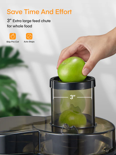 Sapcentrifuge - Slowjuicer - voor Groenten - Fruit - 800W - 65mm Vulopening - 3 Snelheden - Anti-Druppelfunctie - Oververhittingsbeveiliging - 15000-18000 rpm - RVS - 1.6L - Zilver