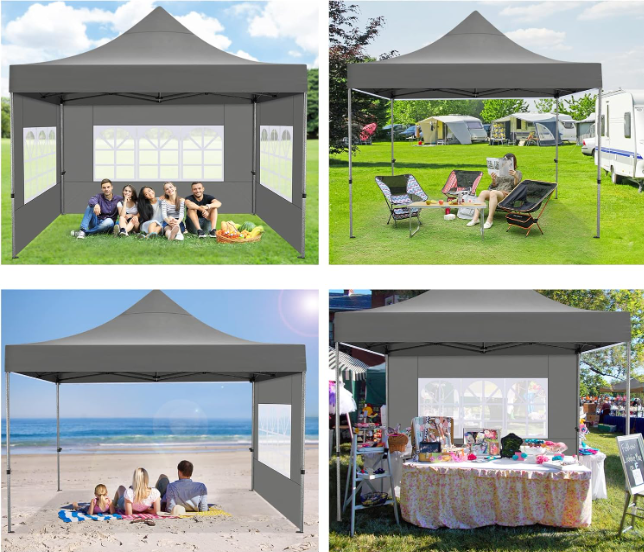 Pop-up Tent – Vouwtent – Partytent – Markttent – Zonnetent – 3,05 x 3,05 Meter – 4 Zijwanden – 3 Hoogte-instellingen – Draagtas Met Wieltjes – Snel Opzetbaar – Waterafstotend