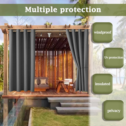 Waterdichte Outdoor Gordijnen - Buitengordijnen Waterdicht - Buiten Gordijnen Overkapping - Buiten Gordijnen - Gordijnen Tuin - Voor Patio, Veranda en Pergola – UV-Beschermend en Zonlicht Verduisterend - Grijs - 137x213cm - 2 stuks