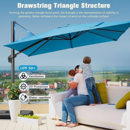 Parasol – Cantilever Parasol – Balkonparasol – Tuinparasol – Zweefparasol – Lichtblauw – 3x3 Meter Groot – Verstelbare Hoogte 5-standen – Duurzaam Aluminium Frame – Waterafstotend Polyester