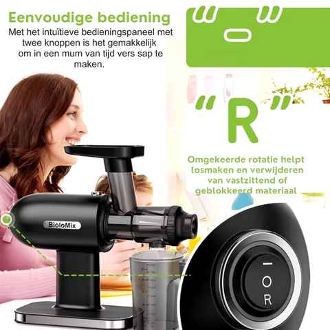 BioloMix - SlowJuicer - Fruit and vegetable juicer - Slow working juicers with reversing function - Easy to clean and quiet