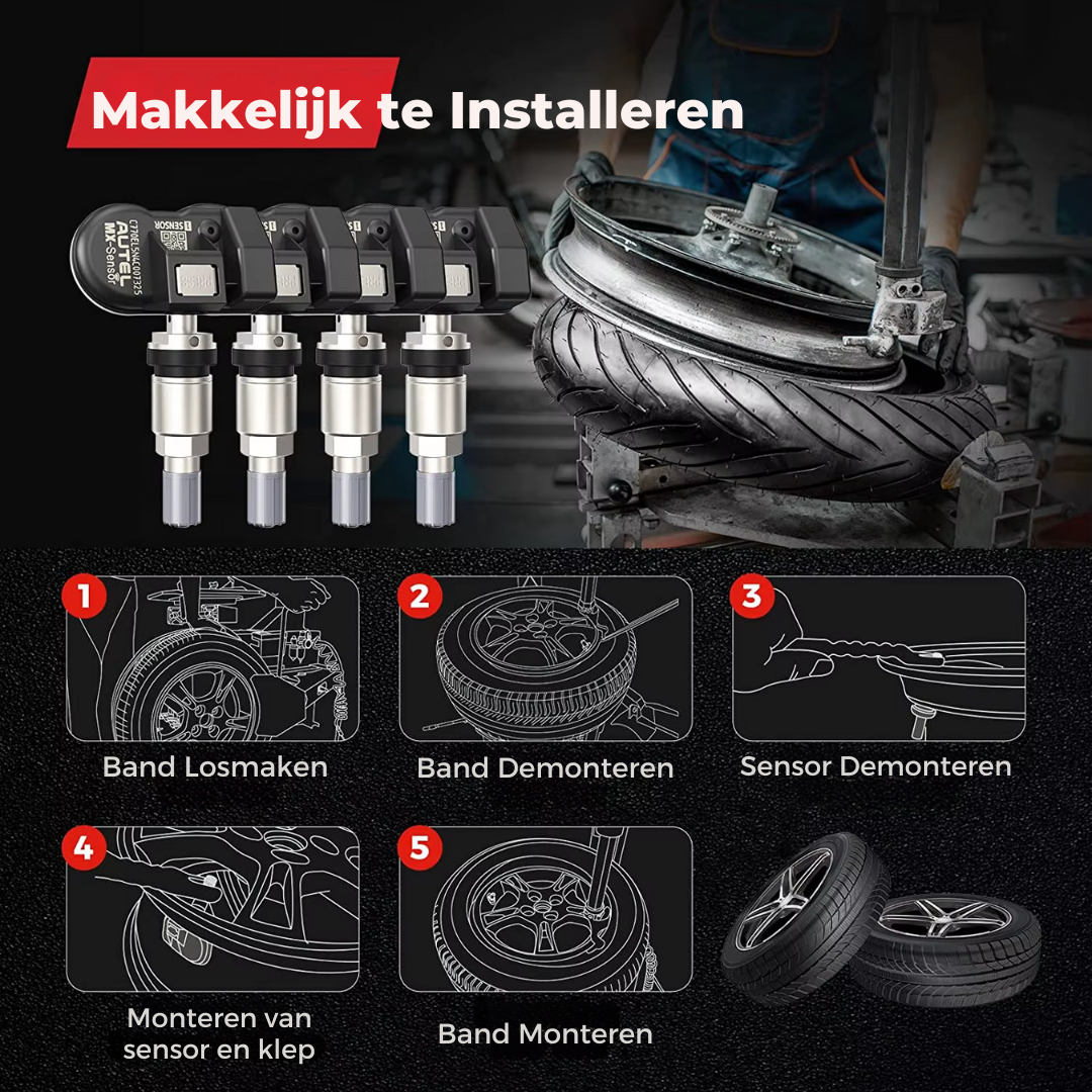 Autel - Bandenspanningsmeter - Bandenspanningsmeter - Drukmeter - Rubber - Bandenreparatiegereedschap - Scannerprogrammering - QUORE