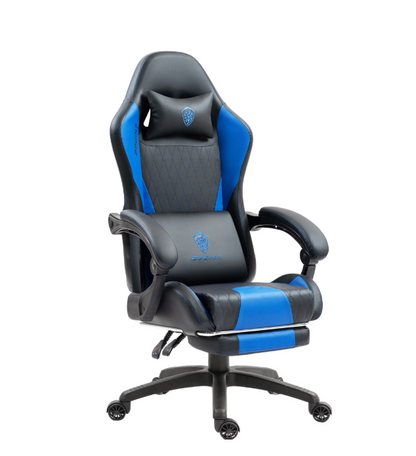 Bureaustoel – Werkstoel – Computestoel – Gamestoel – Ergonomische Stoel – Blauw – Pocketvering Zitkussen – Verstelbare Hoofdsteun & Voetsteun