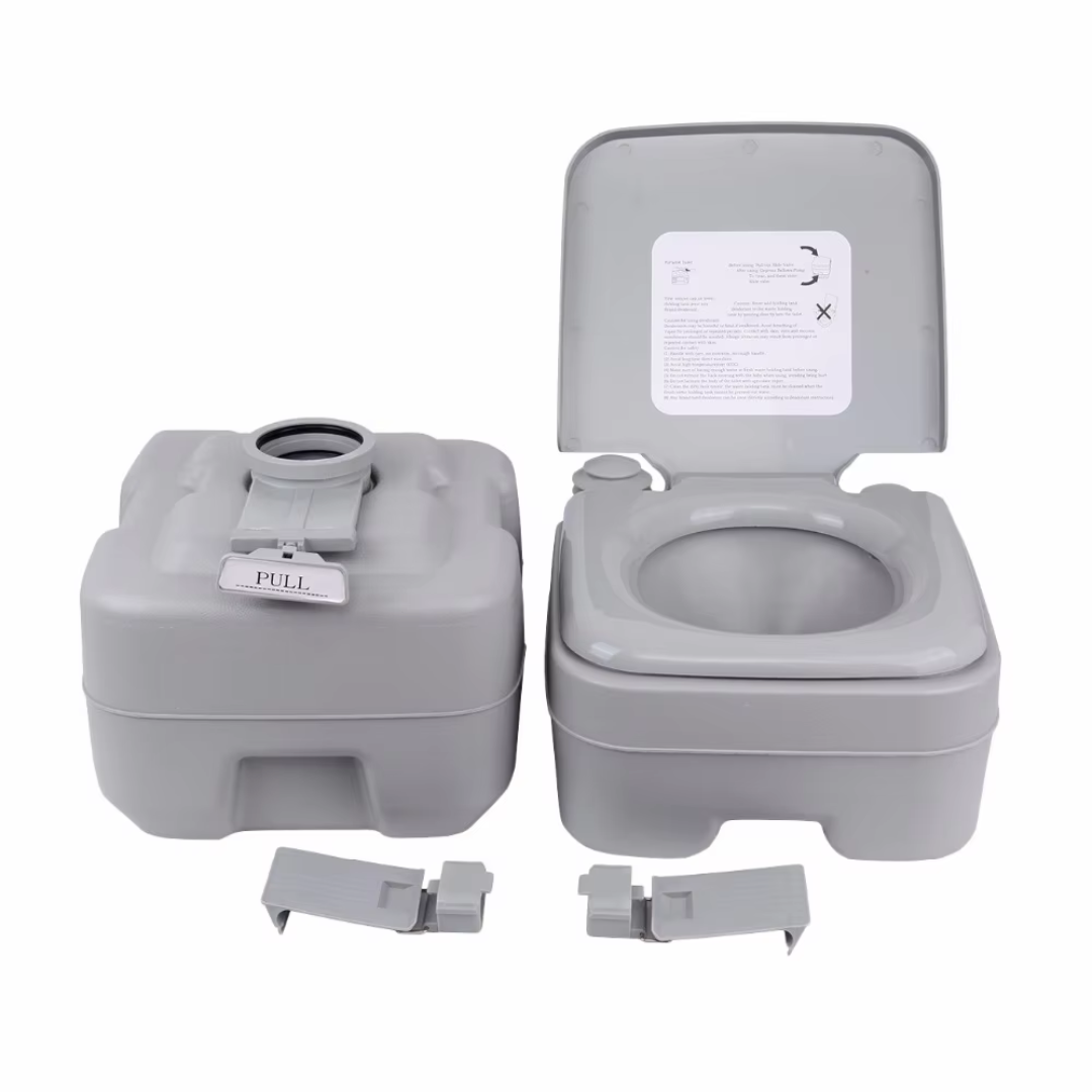 Draagbaar Campingtoilet – Chemisch Toilet 20L – Met Dubbel Spoelsysteem – Voor Caravan, Camper of Tent – Tot 130 kg Draagvermogen – Te Gebruiken met of zonder Chemicaliën