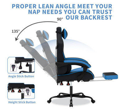 Gamingstoel – Gamestoel – Gaming Chair – Game Stoel – Esports Chair – Ergonomische Verstelbare Rugleuning – PU Kunstleer Met Voetensteun