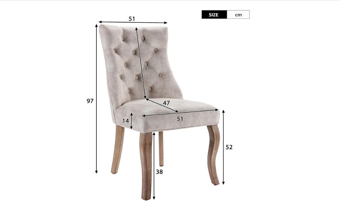 Eetkamerstoel – Stoel – Dinerenstoel – Zithoekstoel – Keukenstoel – Set Van 4 – Hoge Rugleuning – Fluwelen Beige Bekleding