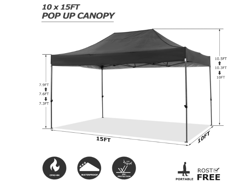 Partytent – Paviljoen – Tuintent – Feesttent – Easy Up – 3x4,5m – Waterdicht Polyester – UPF 50+ UV Bescherming