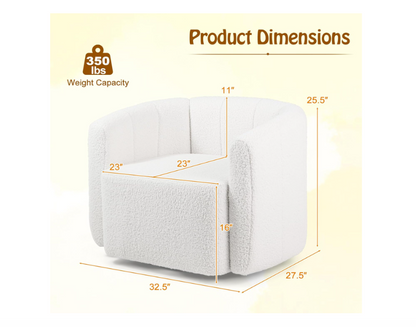 Draaifauteuil – Barrel Chair – Accent Stoel – Leesstoel – Fauteuil – Modern Sherpa Bekleed – 360° Draaibaar Met Brede Zitting