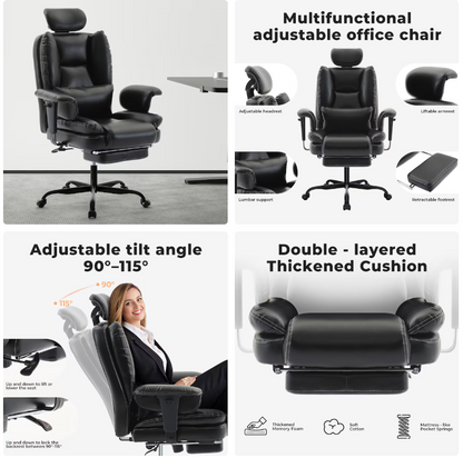 Bureaustoel – Kantoorstoel – Ergonomische Stoel – Draaistoel – Bureaustoel Zonder Armleuningen – Memory Foam Zitkussen – Verstelbare Hoogte – Zwart