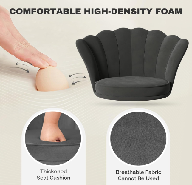 Luxe Velvet Bureaustoel – Bureau Stoel – Werkstoel – Draaistoel – Kaptafelstoel – 360° Draaibaar – Memory Foam Zitting – Gouden 5-Poot Onderstel – Verstelbare Hoogte – Belastbaar Tot 120 kg – Wit/Beige