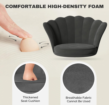 Luxe Velvet Bureaustoel – Bureau Stoel – Werkstoel – Draaistoel – Kaptafelstoel – 360° Draaibaar – Memory Foam Zitting – Gouden 5-Poot Onderstel – Verstelbare Hoogte – Belastbaar Tot 120 kg – Wit/Beige