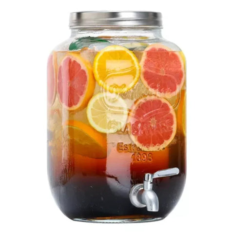 Dispenser - Drankendispenser - Glazen drankendispenser - 8L - Transparant Wit