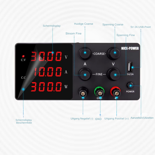 Power Supply - Inverter - Adjustable Voltage Regulator - 30V 10A - Phone Repair Lab - Bench Power Supply - DC Power Supply for Lab - Voltage Regulator - Switch Power Bank 