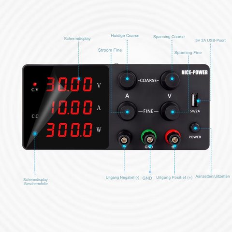 Power Supply - Inverter - Adjustable Voltage Regulator - 30V 10A - Phone Repair Lab - Bench Power Supply - DC Power Supply for Lab - Voltage Regulator - Switch Power Bank 