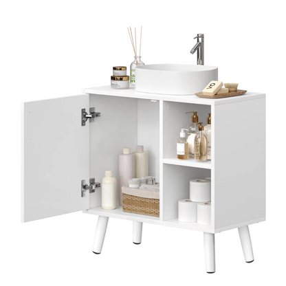 Wastafelmeubel 60x30x60,5 cm – Badkamerkast Onder Wastafel met Uitsparing – Wastafel Onderkast – Ruimtebesparend & Modern Design - Witte