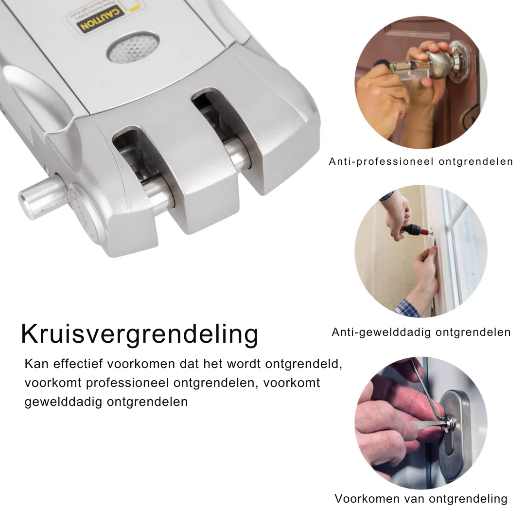 Slank Deurslot - Slim Deurslot - Smart Lock - Smart Door Lock - Elektrisch Deurslot - Elektronisch Draadloos Sleutelloos - Dealbolt Slot - Afstandsbediening - Alleen slot - Zinklegering - Zilver - QUORE