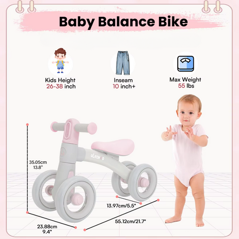 Loopfiets - roze-grijs - loopfiets 1 jaar - loopfiets 2 jaar - loopfiets 3 jaar - loopfietsen - loopfiets jongens 2 jaar - loopfiets meisje 2 jaar