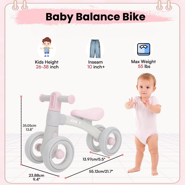 Loopfiets - roze-grijs - loopfiets 1 jaar - loopfiets 2 jaar - loopfiets 3 jaar - loopfietsen - loopfiets jongens 2 jaar - loopfiets meisje 2 jaar