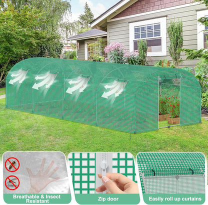 Kweektunnel – Foliekas – Tuinkas – Broeikas – Plantentunnel – 3x8x2 Meter – UV-bestendig en Winterbestendig – Versterkt Verzinkt Stalen Frame