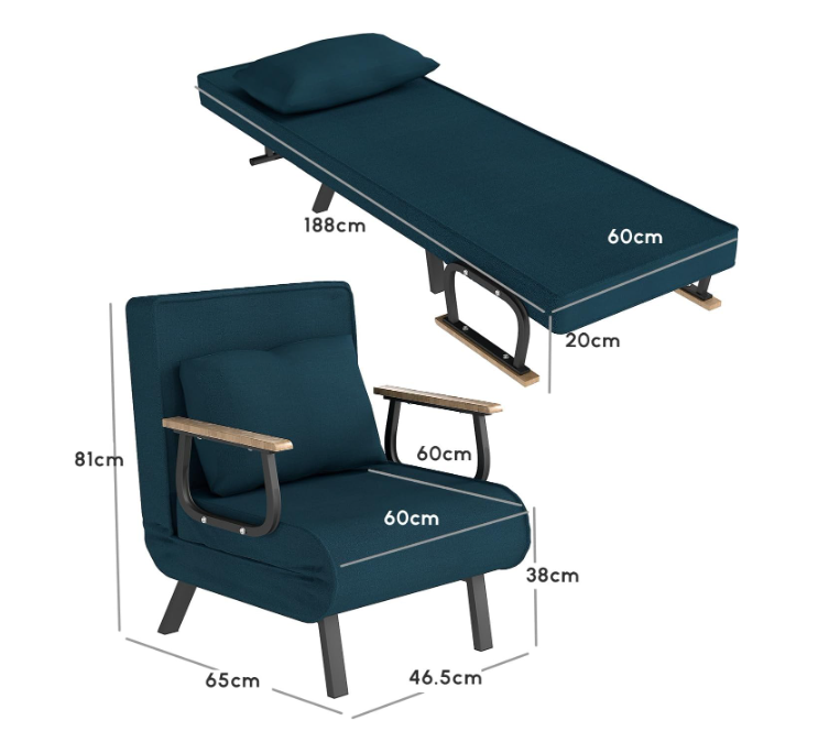 Loungebedstoel – Loungestoel – Relaxstoel – Fauteuil – Zitfauteuil – Verstelbaar – Dikke Sponsvulling – Zwart