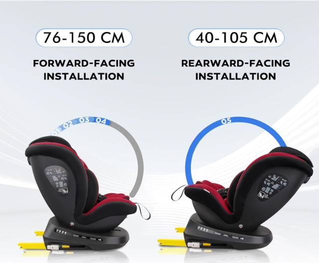 Autostoel Baby – Kinderzitje – Peuterstoel – Boosterstoel – 360° Draaibaar – ISOFIX & Top Tether – i-Size Veiligheid – Verstelbare Hoofdsteun 9 Posities – Rood