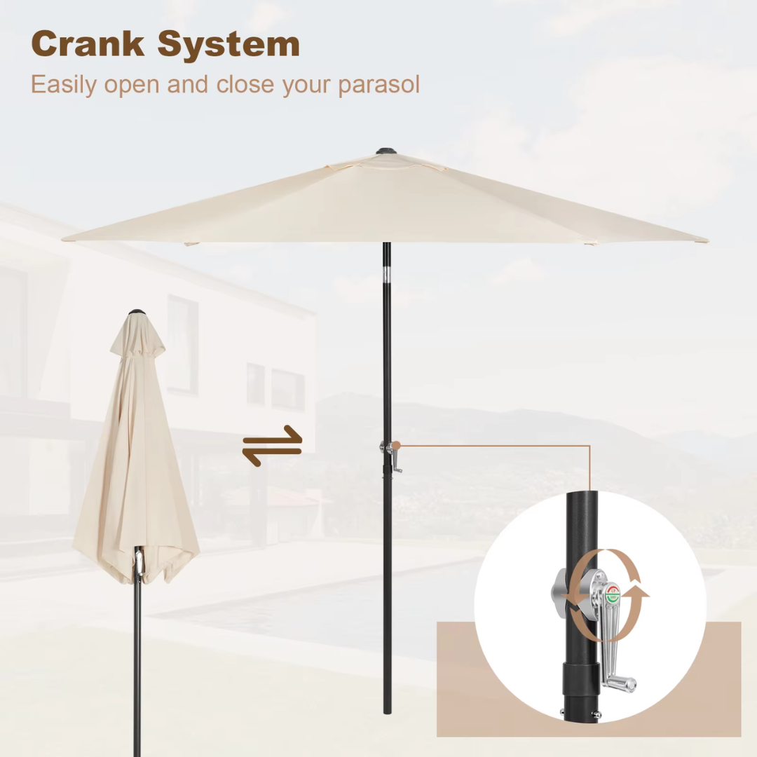 Parasol 300cm – UV-Bestendige Tuinparasol en Strandparasol – Waterdichte Zeshoekige Zonwering – 45° Kantelbaar – Lichtgewicht Design – Inclusief Draagtas – Ideaal Voor Tuin, Balkon of Strand – Beige