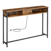 Bijzettafels - Console tafel - Entree tafel - Smal - Hout - Staal - 25 cm x 120 cm x 81 cm - Bruin