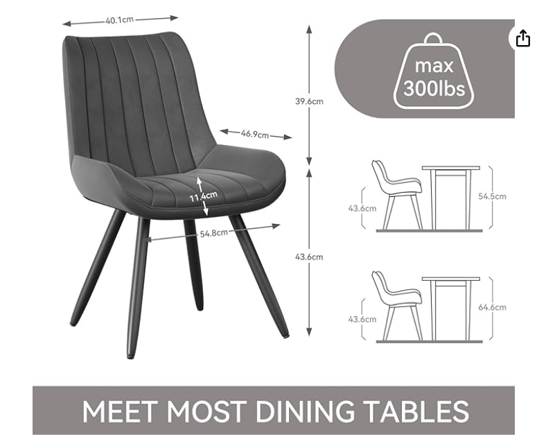 Eetkamerstoel – Stoel – Kuipstoel – Keukenstoel – Dining Chair – Set Van 6 – Ergonomisch Design – Memory Foam Zitting
