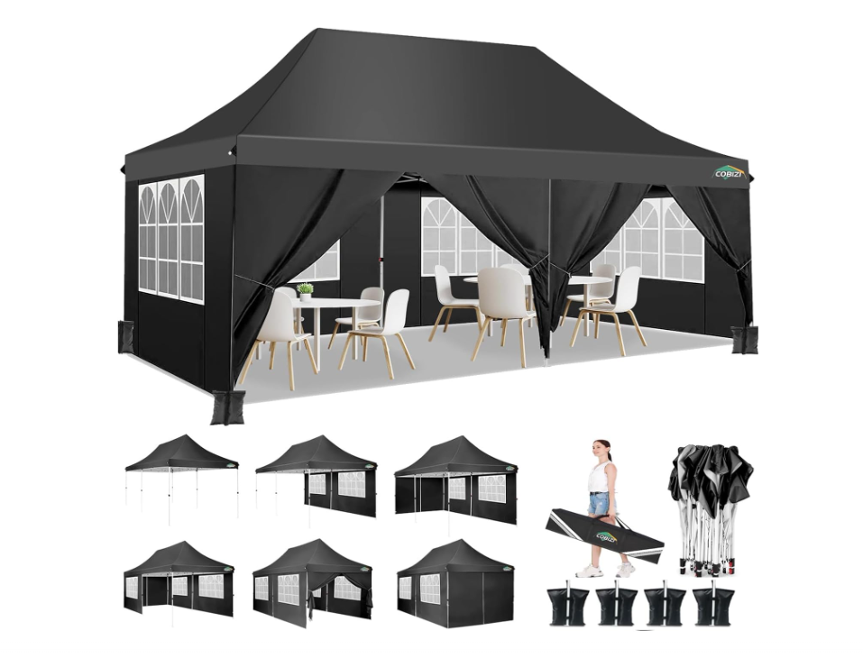 Partytent – Feesttent – Paviljoen – Tuintent – Pop-up Tent – 3x6 Meter – Waterdicht 420D Polyester – 4 Afneembare Zijwanden – Verstelbare Hoogte