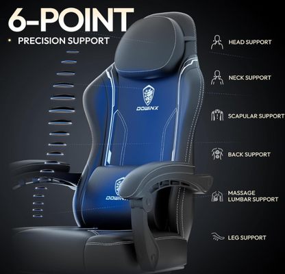 Gamingstoel – Bureaustoel – Ergonomische Stoel – Computersstoel – Racestoel – Zwart/Wit – Inklapbare Voetsteun – 136 KG Draagvermogen
