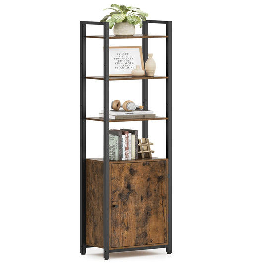 Boekenplank - Kast Woonkamer - Boekenplank Houder - Opbergkasten - 24 cm x 40 cm x 159,5 cm - Vintage Bruin Inkt Zwart
