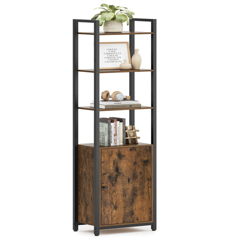 Boekenplank - Kast Woonkamer - Boekenplank Houder - Opbergkasten - 24 cm x 40 cm x 159,5 cm - Vintage Bruin Inkt Zwart