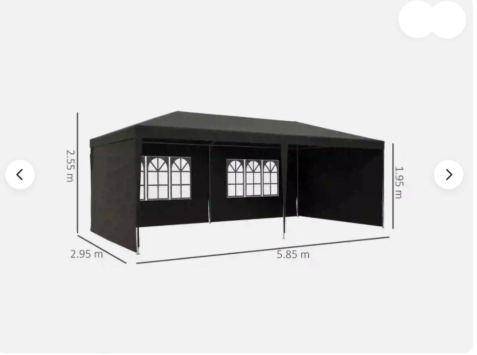 3Mx6m Vouwpaviljoen – Opvouwbare Partytent – Tuinpaviljoen – Eventtent – Tuintent – Verstelbare Hoogte 2,44-2,64m – 4 Zijwanden Met Rits