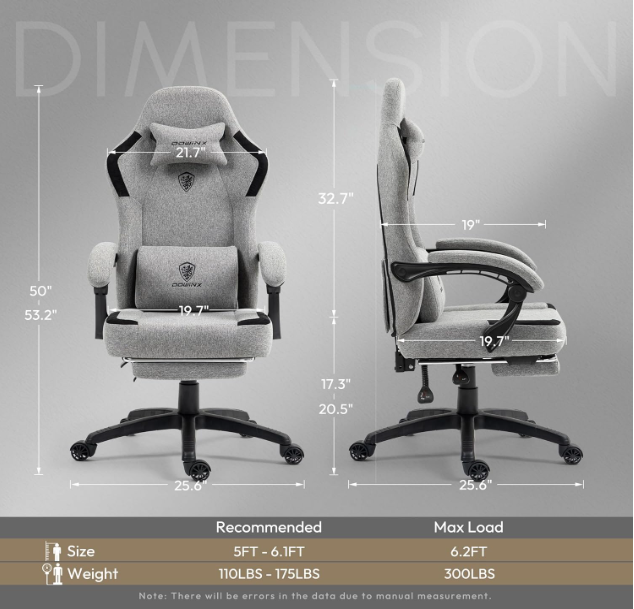 Ergonomische Hoge Bureaustoel – Comfortstoel – Werkstoel – Computerstoel – Bureauzetel – Verstelbare Rugleuning en Hoofdsteun – Met Voetensteun en Metaal Frame (Grijs)