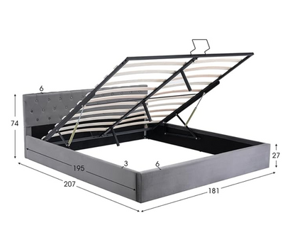 Samtpolsterbett – Tweepersoonsbed – Bed – Slaapbed – Boxspring – 180x200 cm – Gestoffeerd Met Hydraulische Opbergruimte