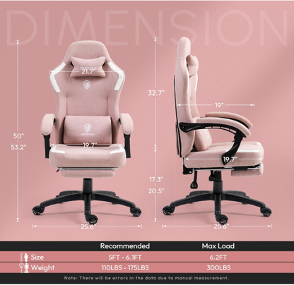 Gamingstoel Ergonomisch – Bureaustoel Office – Zwart – Met Verstelbare Voetsteun – Rugleuning En Hoofdsteun – Ademend Mesh – Max. Draagkracht 136 KG