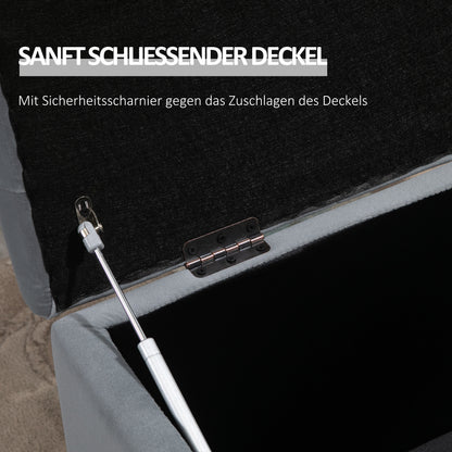 Opbergbank – Opbergkist – Zitbank – Krukjes – Lichtgrijs – Hardhouten Frame – Microfiber Bekleding – Opbergruimte – 130 Kg Draagvermogen