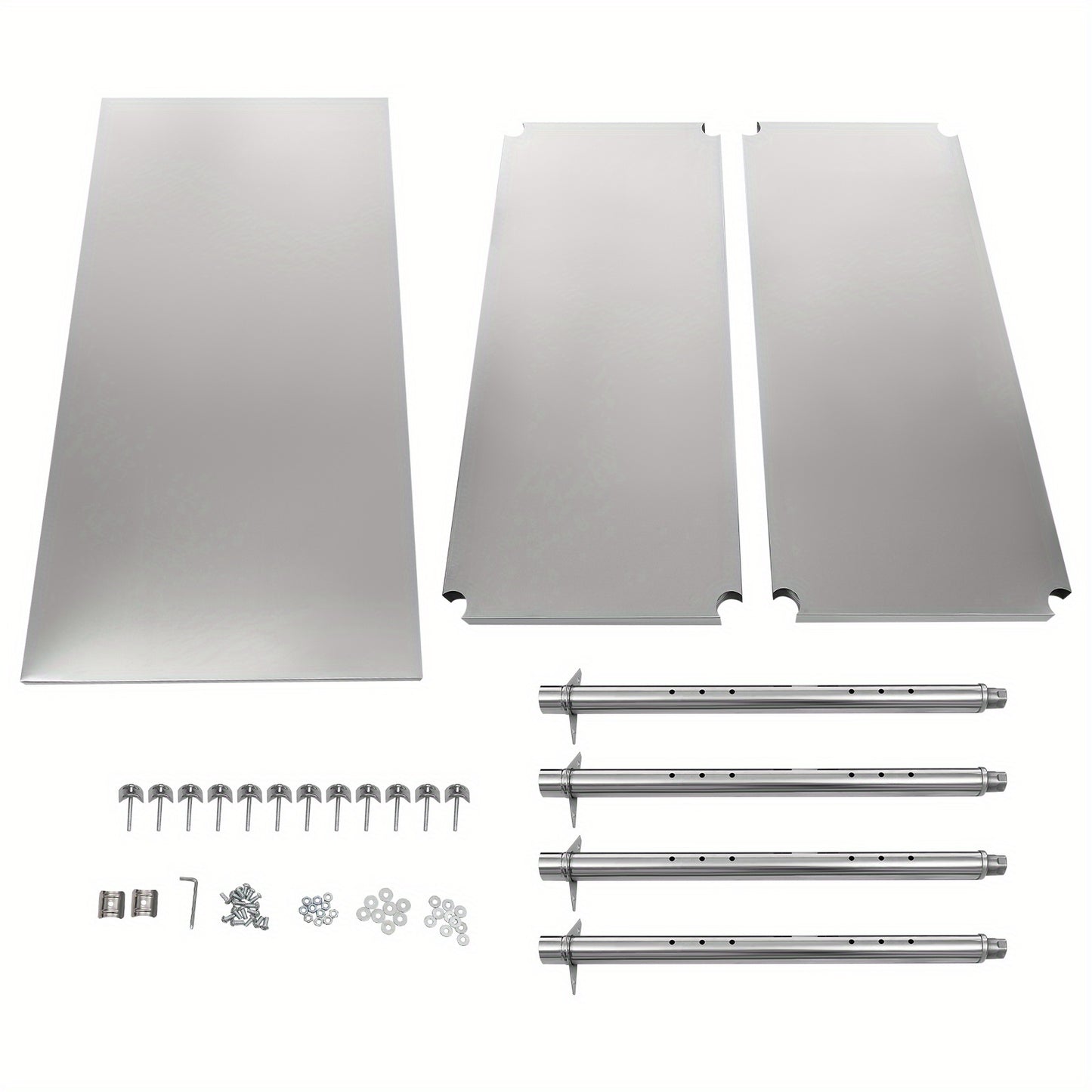 RVS Werkbank – Werktafel – Werkstation – Werkruimte – Werkoppervlak – 3 Lagen – 120x60 cm – Roestvast Staal – Verstelbare Voeten – 100 kg Draagvermogen